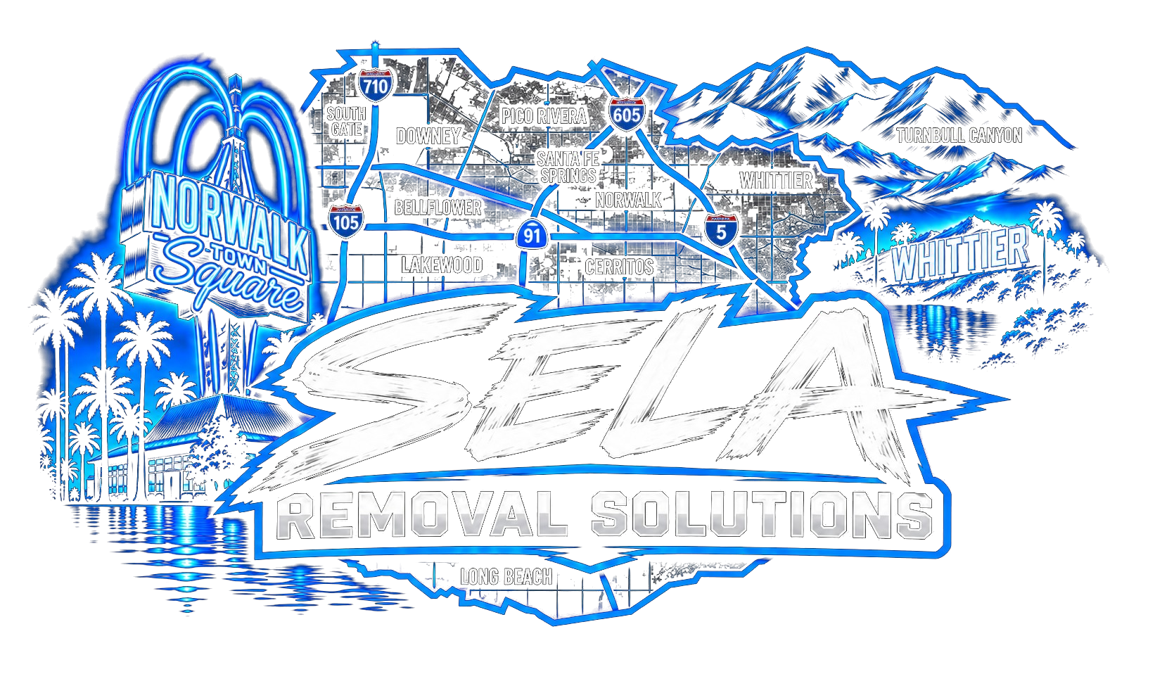 SELA Removal Solutions, serving Norwalk, Downey, Whittier, Bellflower, Cerritos, Santa Fe Springs, Pico Rivera, Lakewood, South Gate and Long Beach